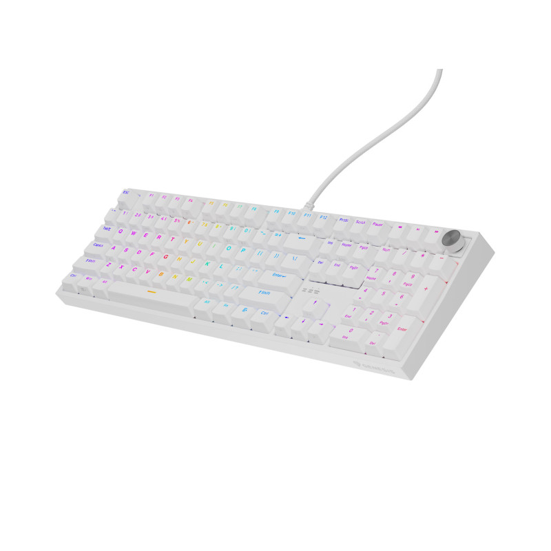 Herná mechanická klávesnica Genesis THOR 404/RGB/Outemu Peach Silent/Drôtové USB-A/US layout/Biela
