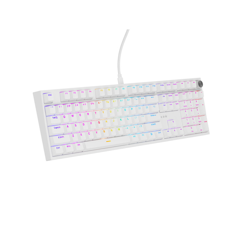Herná mechanická klávesnica Genesis THOR 404/RGB/Outemu Peach Silent/Drôtové USB-A/US layout/Biela