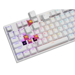 Herná mechanická klávesnica Genesis THOR 404/RGB/Outemu Peach Silent/Drôtové USB-A/US layout/Biela