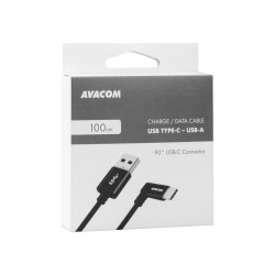 AVACOM dátový a nabíjací kábel USB - USB Type-C, 100cm, konektor v uhle 90°, čierny