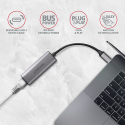 AXAGON ADE-25RC USB-A 3.2 Gen 1 - 2.5 Gigabit Ethernet sieťová karta, Realtek 8156, auto install, sivá