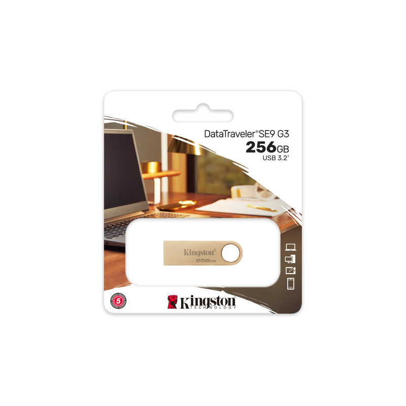 KINGSTON - DataTraveler SE9 G3/256GB/USB 3.2/USB-A/Zlatá