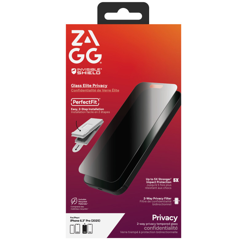 ZAGG Ochranné sklo GLASS Elite Privacy pre Apple iPhone 17 Pro