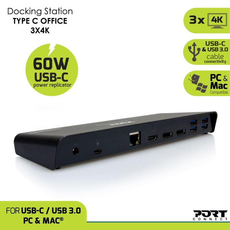 NONAME - PORT CONNECT Dokovacia stanica 11v1, 3x 4K USB-C + USB 3.0