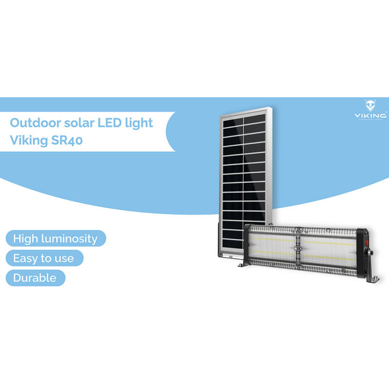 Vonkajšie solárne LED svetlo Viking SR40/5000 lm/IP65/4 režimy/studená biela