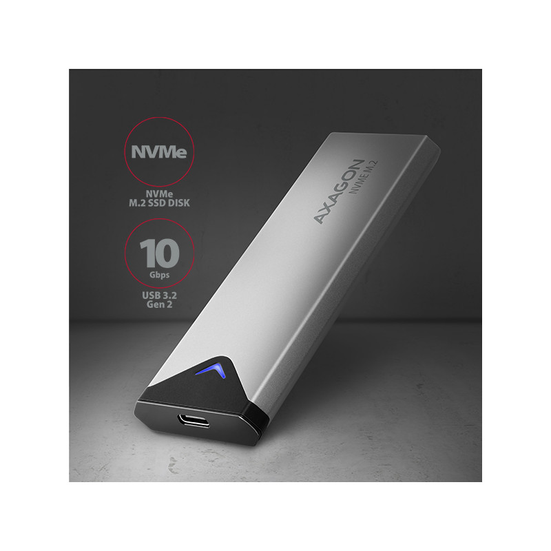 AXAGON EEM2-UG2, 10 Gbps USB-C - M.2 NVMe SSD ARROW box, strieborný