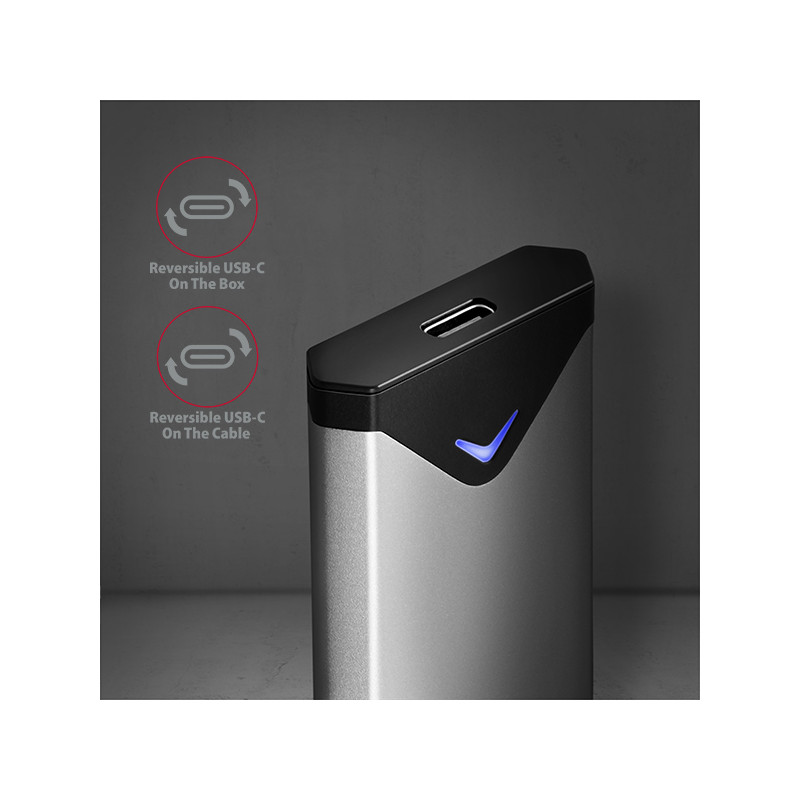 AXAGON EEM2-UG2, 10 Gbps USB-C - M.2 NVMe SSD ARROW box, strieborný