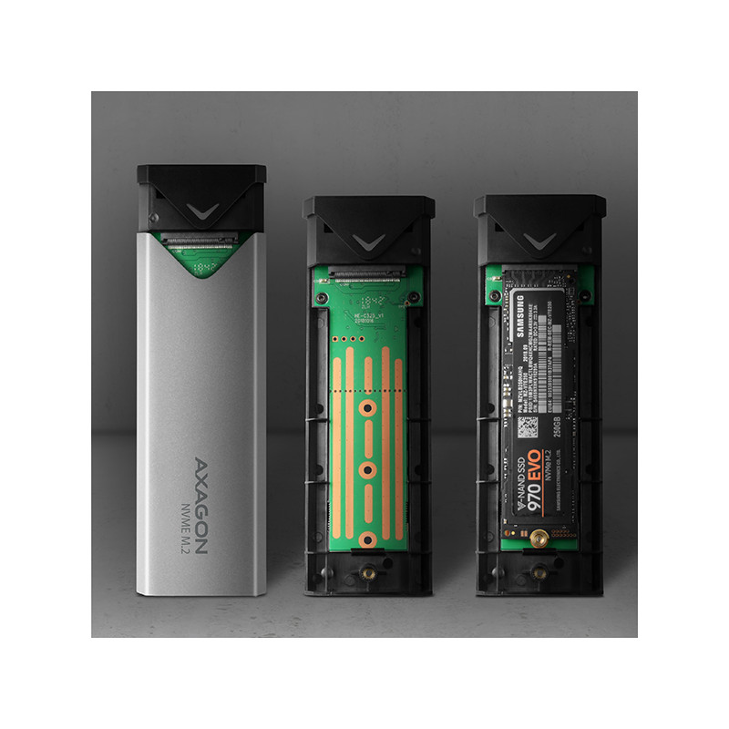 AXAGON EEM2-UG2, 10 Gbps USB-C - M.2 NVMe SSD ARROW box, strieborný