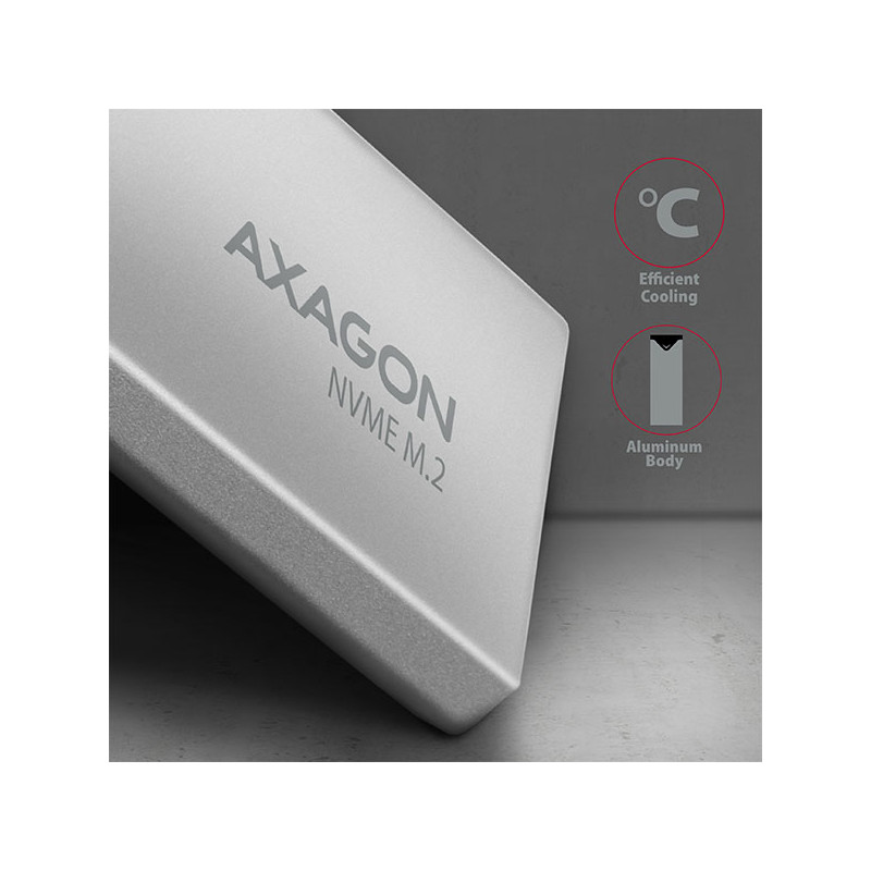 AXAGON EEM2-UG2, 10 Gbps USB-C - M.2 NVMe SSD ARROW box, strieborný