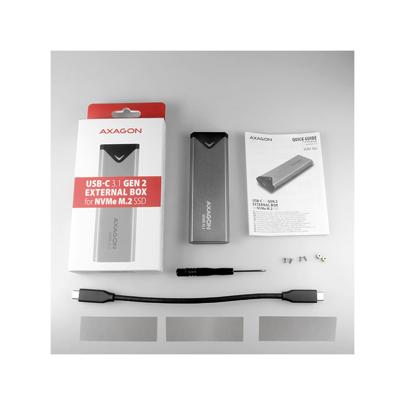 AXAGON EEM2-UG2, 10 Gbps USB-C - M.2 NVMe SSD ARROW box, strieborný