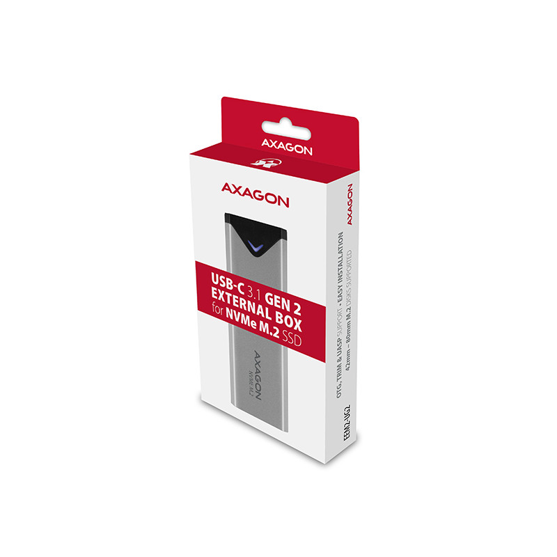 AXAGON EEM2-UG2, 10 Gbps USB-C - M.2 NVMe SSD ARROW box, strieborný