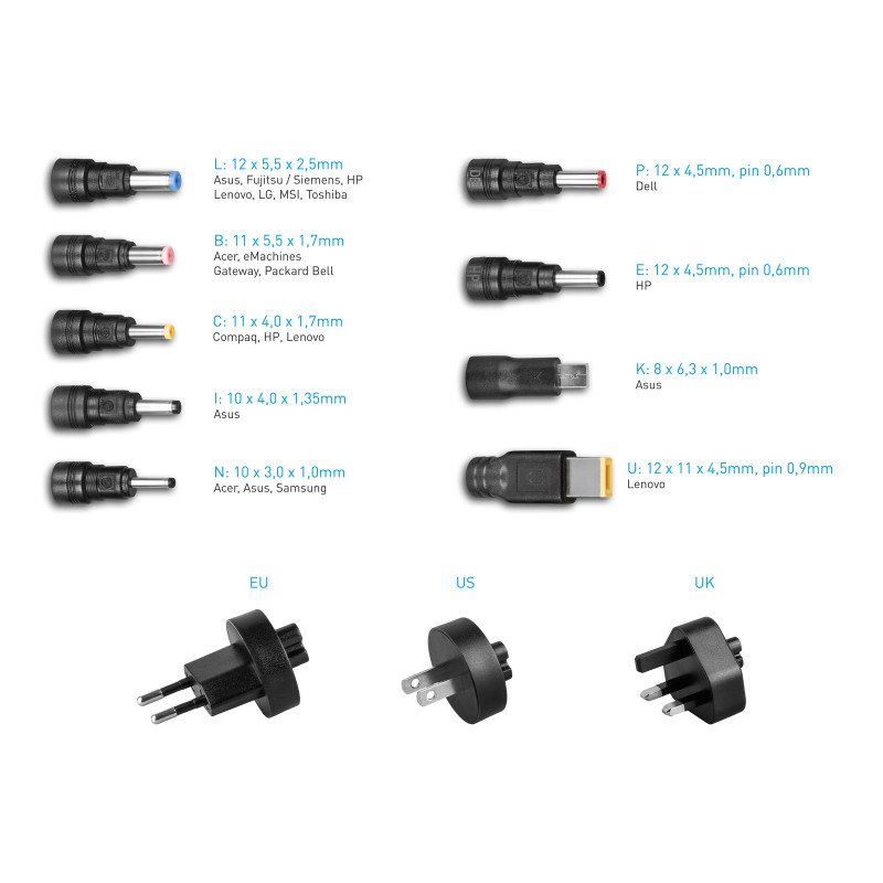 AVACOM QuickTIP 45W - univerzálny adaptér pre notebooky + 9 konektorov