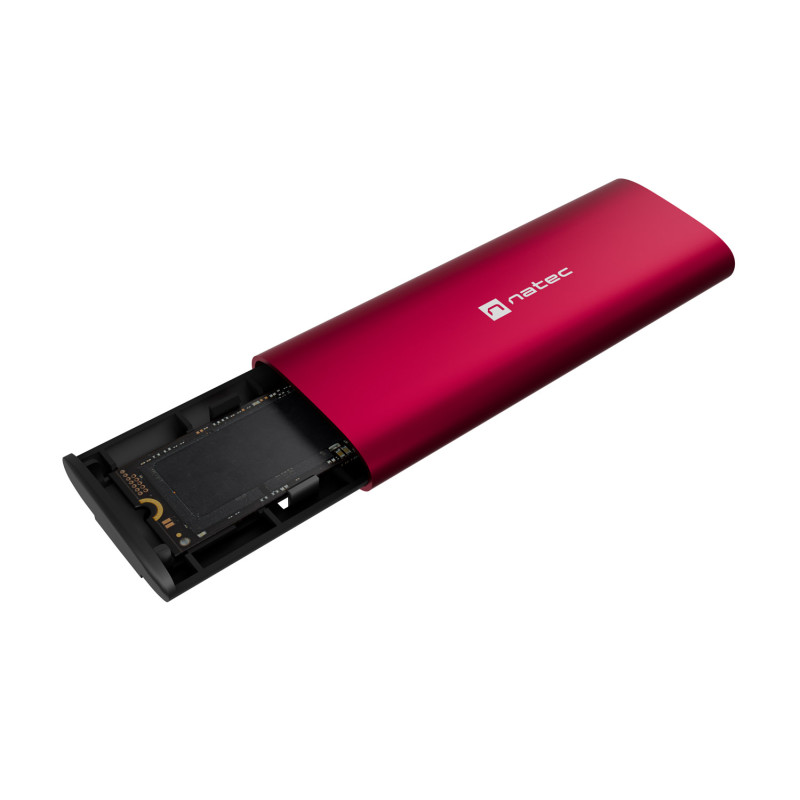 Externý box pre SSD Natec RHINO M.2 NVME LITE USB-C 3.2 GEN 2, hliníkové telo, RUBY RED
