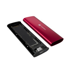 Externý box pre SSD Natec RHINO M.2 NVME LITE USB-C 3.2 GEN 2, hliníkové telo, RUBY RED