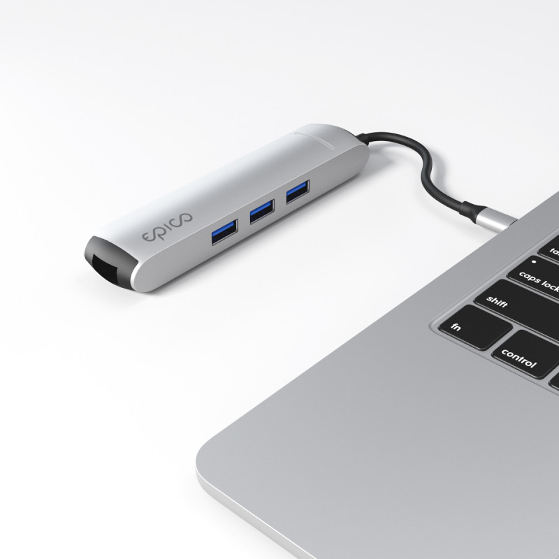 Epico 6v1 Slim Hub 8K s USB-C konektorom - strieborná