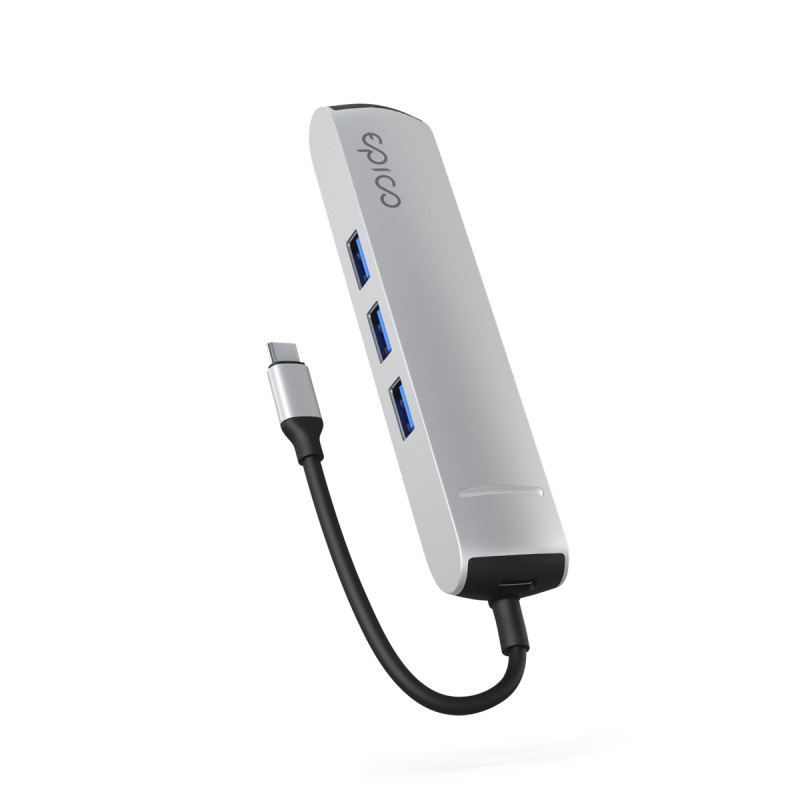 Epico 6v1 Slim Hub 8K s USB-C konektorom - strieborná