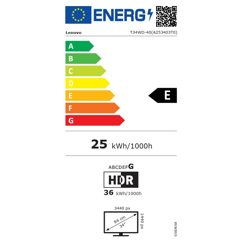 Lenovo ThinkVision/T34WD-40/34''/VA/wQHD/120Hz/4ms/Black/Čierna/3R