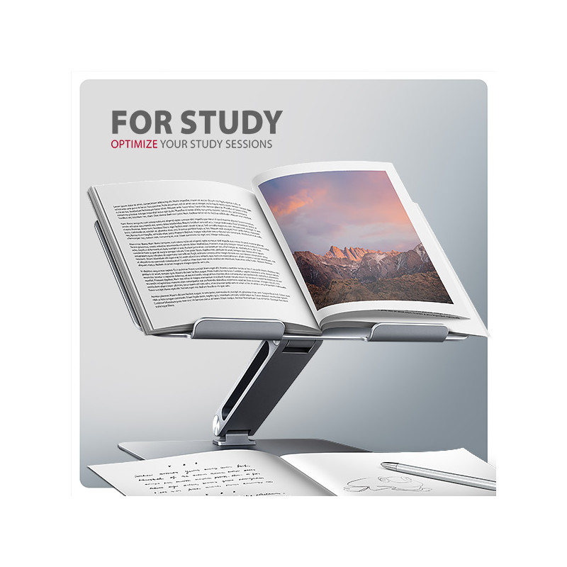 AXAGON STND-LQ hliníkový HQ stojan na notebook 10''-17.3'' nastaviteľná výška a uhol, šedý