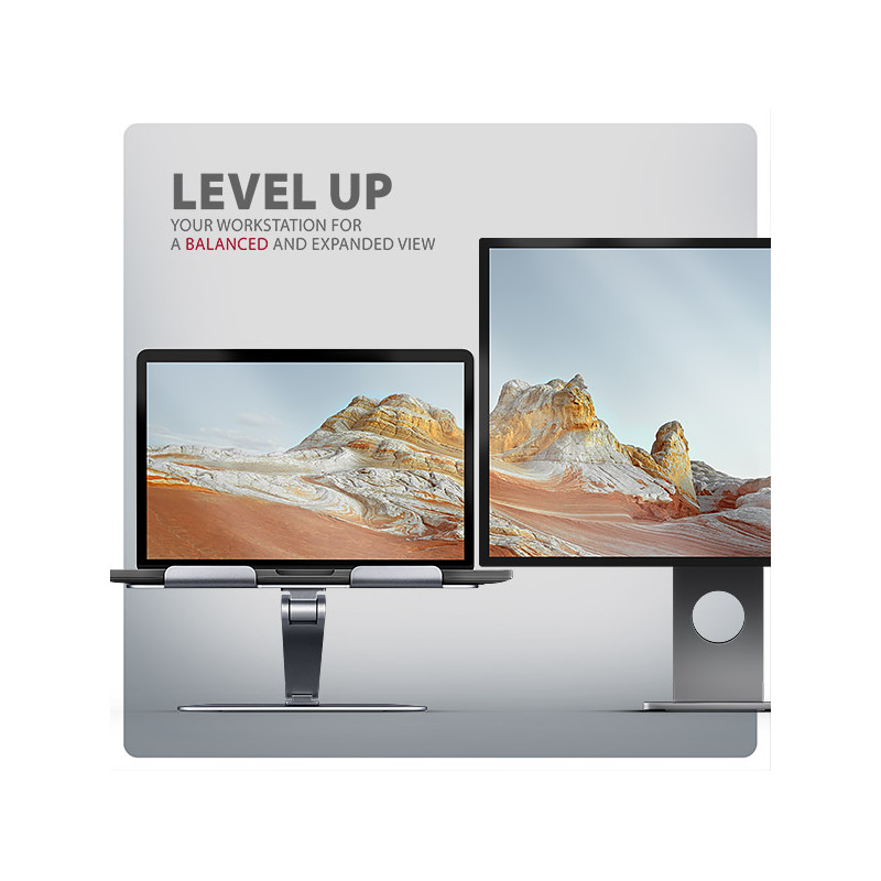 AXAGON STND-LQ hliníkový HQ stojan na notebook 10''-17.3'' nastaviteľná výška a uhol, šedý