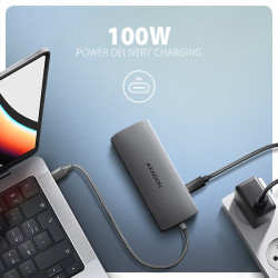 AXAGON HMC-8HLSA, USB 5Gbps húb, 3x USB-A, HDMI 4k/60Hz, RJ-45 GLAN, SD/microSD, audio, PD 100W
