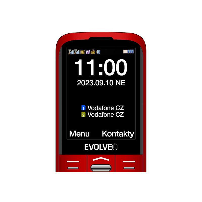 EVOLVEO EasyPhone XO, mobilný telefón pre seniorov s nabíjacím stojanom (červená farba)