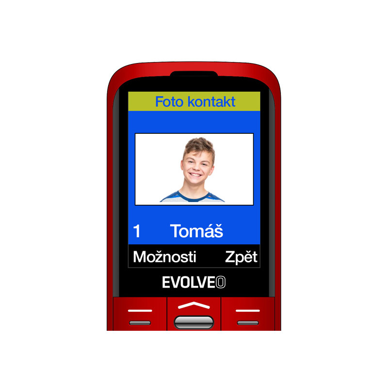 EVOLVEO EasyPhone XO, mobilný telefón pre seniorov s nabíjacím stojanom (červená farba)