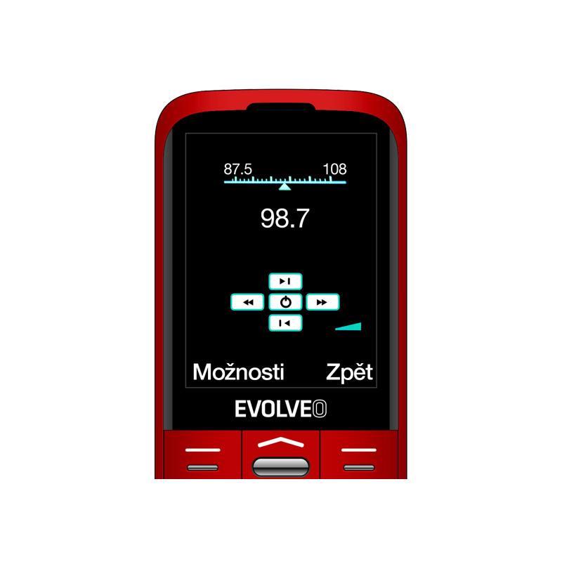 EVOLVEO EasyPhone XO, mobilný telefón pre seniorov s nabíjacím stojanom (červená farba)