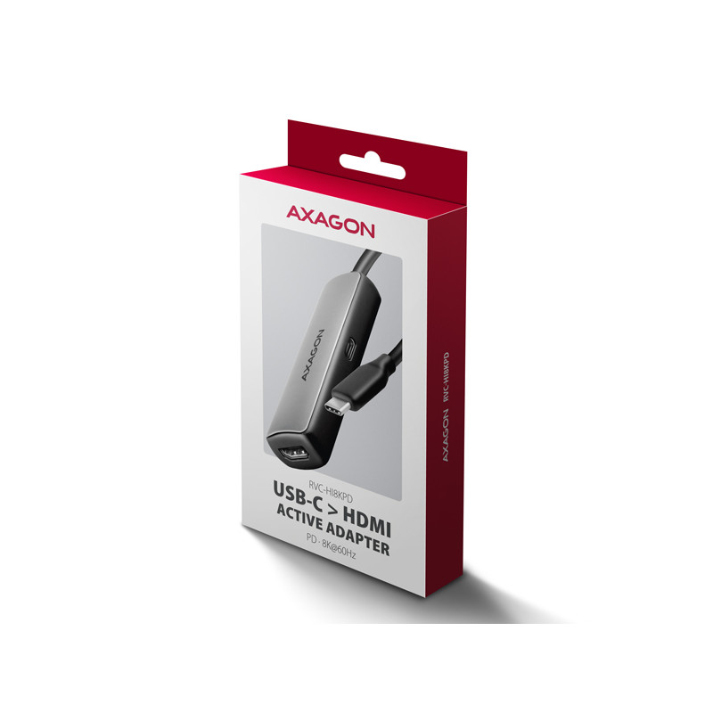 AXAGON RVC-HI8KPD, USB-C - HDMI 2.1 redukcia/adapter, 8K/60Hz, 4K/144Hz, HDR10+, PD100W