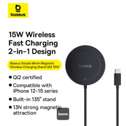NONAME - Baseus bezdrôtová nabíjacia magnetická podložka Simple Mini4 Qi2 15W čierna