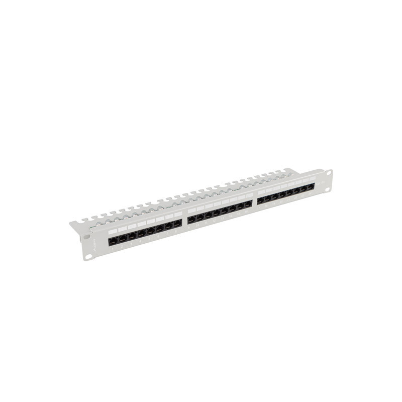 LANBERG PATCH PANEL 24 PORTOV 1U 19'' CAT.6A UTP S POLICIOU ŠEDÝ
