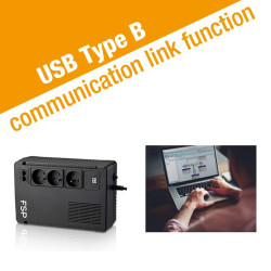 FSP UPS ECO 800 FR, 800 VA / 480 W, USB, RJ45, line interactive