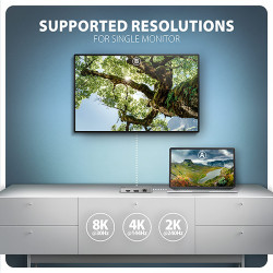 AXAGON HMC-CUB83X2, USB 10Gbps húb, 2x USB-A, USB-C, HDMI a DP 4k/144Hz, RJ-45, PD 100W, kábel 15cm