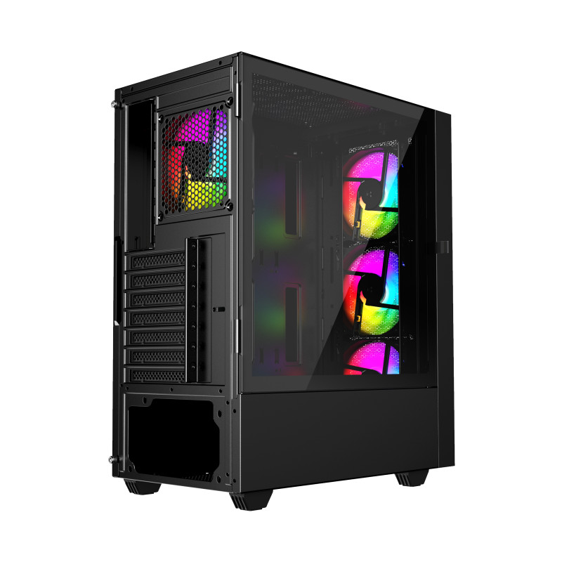 Gembird Fornax 4000 ARGB/Midi Tower/Transpar./Čierna
