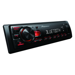 Pioneer MVH-230 autorádio s USB a Bluetooth s integrovaným mikrofónom červené
