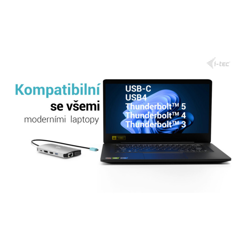 i-tec USB-C Metal Nano 3x Display (DP, HDMI a VGA) Docking Station, Power Delivery 100W