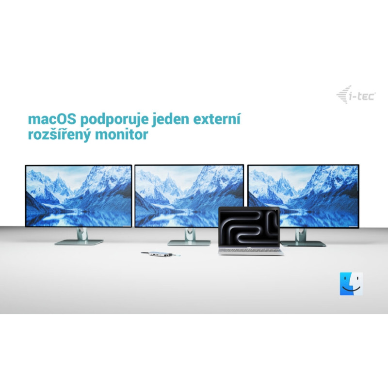 i-tec USB-C Metal Nano 3x Display (DP, HDMI a VGA) Docking Station, Power Delivery 100W