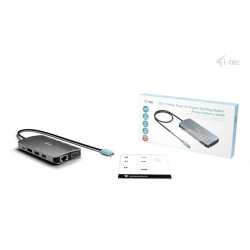 i-tec USB-C Metal Nano 3x Display (DP, HDMI a VGA) Docking Station, Power Delivery 100W