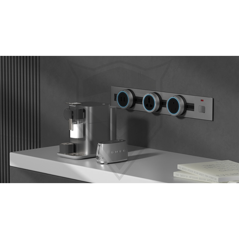 Zásuvková lišta - povrchová Viking LP60B/230V,50Hz/60cm dĺžka/čierna/až 7modulov/IP20/hliník/povrchová