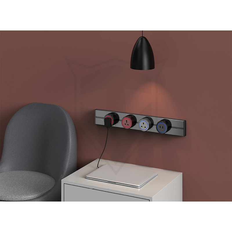 Zásuvková lišta - povrchová Viking LP60B/230V,50Hz/60cm dĺžka/čierna/až 7modulov/IP20/hliník/povrchová