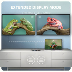 AXAGON HMC-7HX2, USB 5Gbps húb, 2x USB-A, USB-C, 2x HDMI 4k/60Hz, RJ-45 GLAN, PD 100W, kábel 15cm