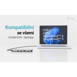 i-tec USB-C Metal Nano 3x Display Dock, 2x HDMI 1x USB-C video, PD 140W + Universal Charger 140W
