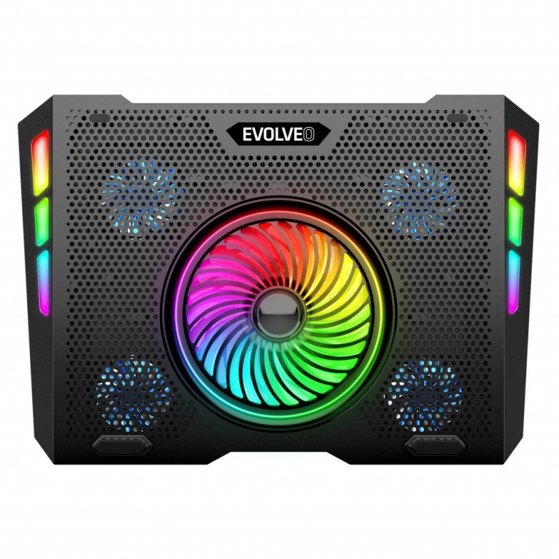 EVOLVEO Ania 16, chladiaca podložka pod notebook, 5x ventilátor, RGB podsvietenie