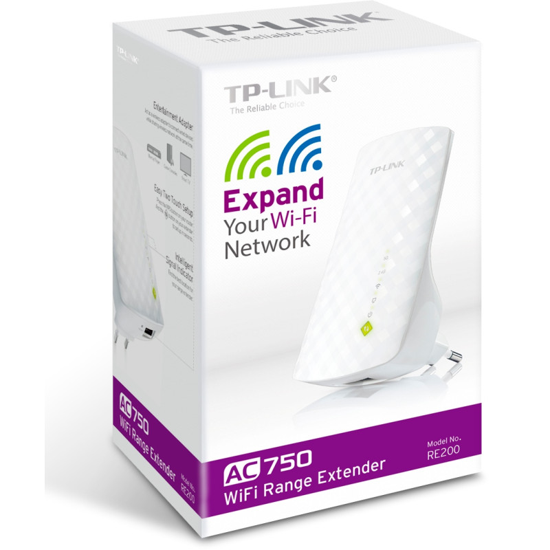 TP-Link RE200 AC750 Dual Band Wifi Range Extender/AP, 3 interné antény, 1x10/100 RJ45, power schedule
