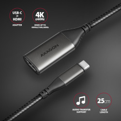AXAGON RVC-HI2M, USB-C - HDMI 2.0a redukcia / adaptér, 4K/60Hz HDR10