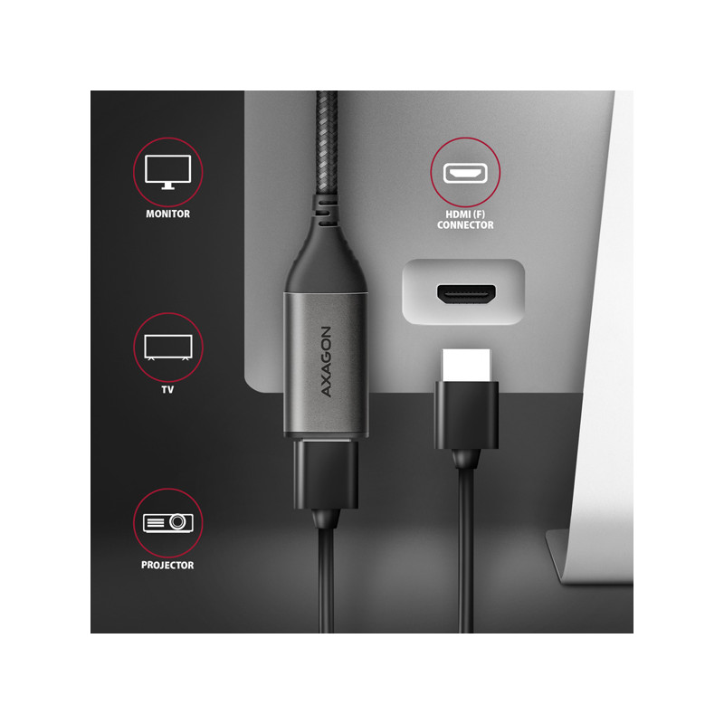 AXAGON RVC-HI2M, USB-C - HDMI 2.0a redukcia / adaptér, 4K/60Hz HDR10