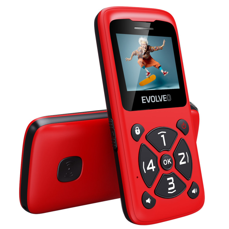 EVOLVEO EasyPhone ID, mobilný telefón pre seniorov, červená