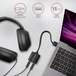 AXAGON ADA-12, USB 2.0 - externá zvuková karta, 48kHz/16-bit stereo, kovová, kábel USB-A 15 cm