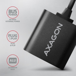 AXAGON ADA-12, USB 2.0 - externá zvuková karta, 48kHz/16-bit stereo, kovová, kábel USB-A 15 cm