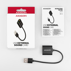 AXAGON ADA-12, USB 2.0 - externá zvuková karta, 48kHz/16-bit stereo, kovová, kábel USB-A 15 cm