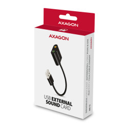AXAGON ADA-12, USB 2.0 - externá zvuková karta, 48kHz/16-bit stereo, kovová, kábel USB-A 15 cm